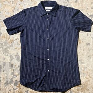 Mizzen+Main Dark Blue Patterned Shirt